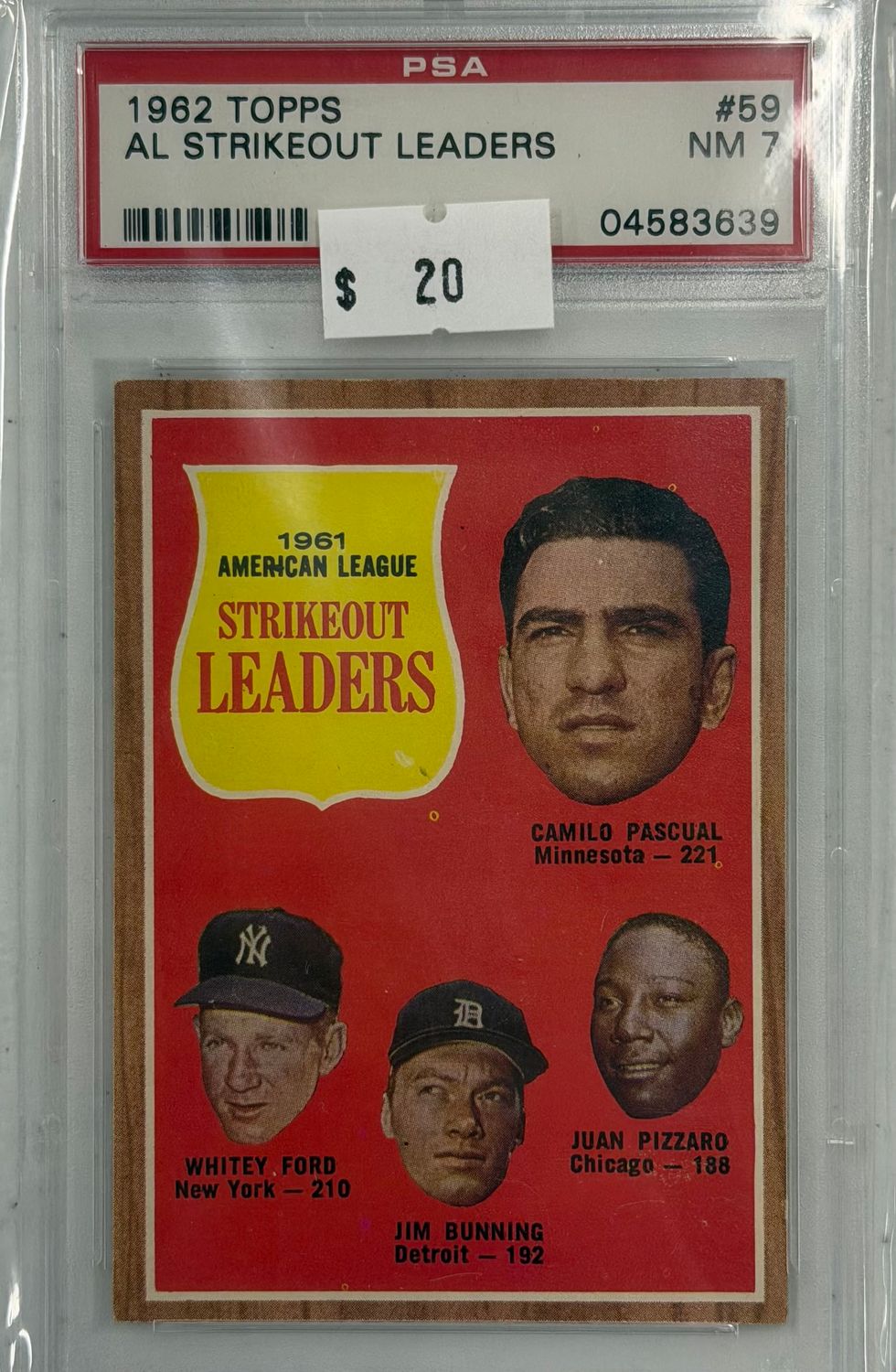 1962 Topps AL Strikeout Leaders #59 PSA 7 (NM) #04583639