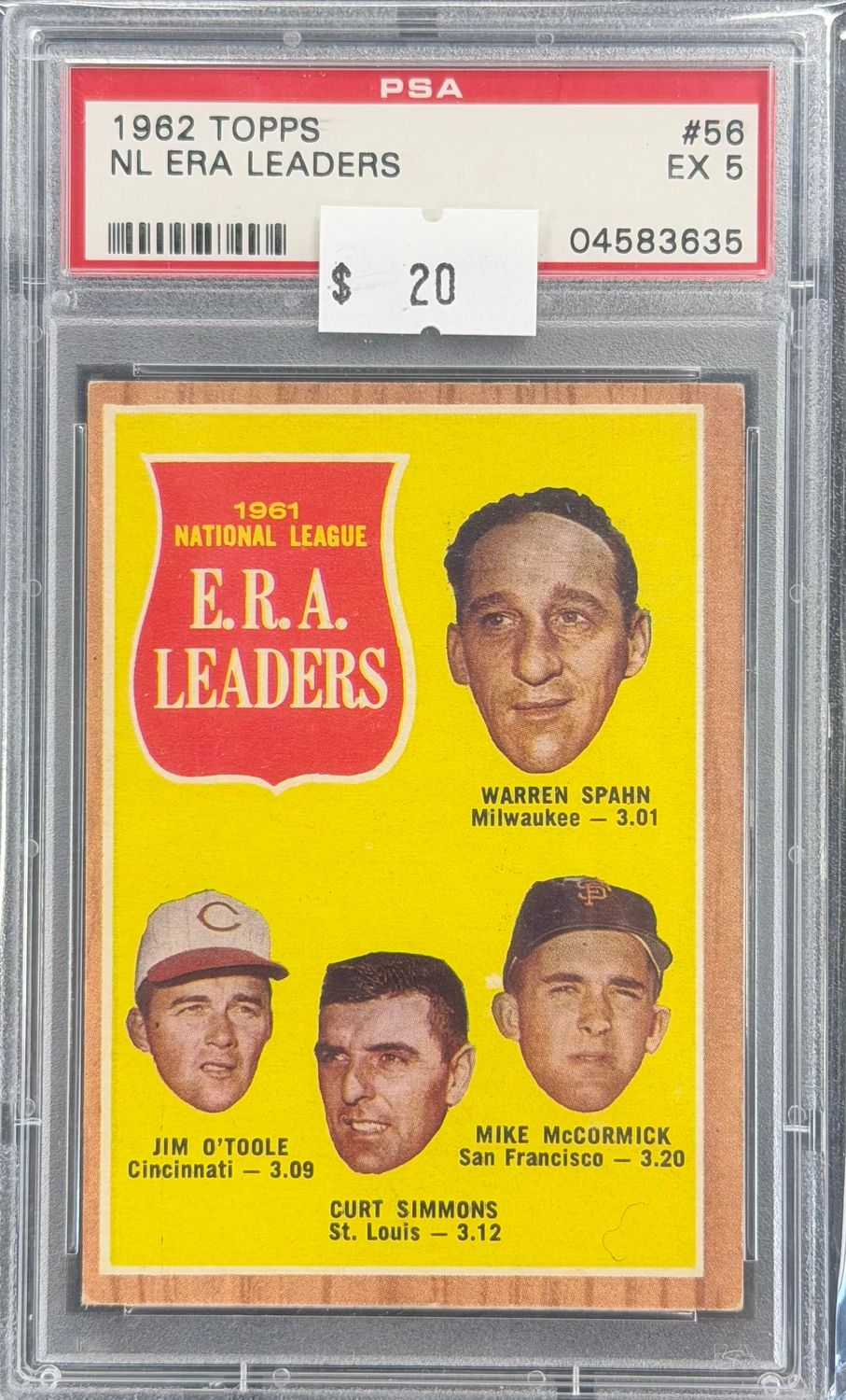 1962 Topps NL ERA Leaders #56 PSA 5 (EX) #04583635