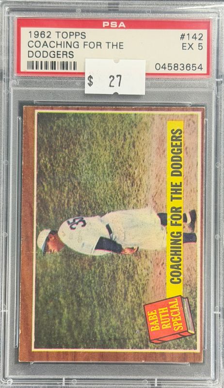 1962 Topps Coaching for the Dodgers #142 PSA 5 (EX) #04583654