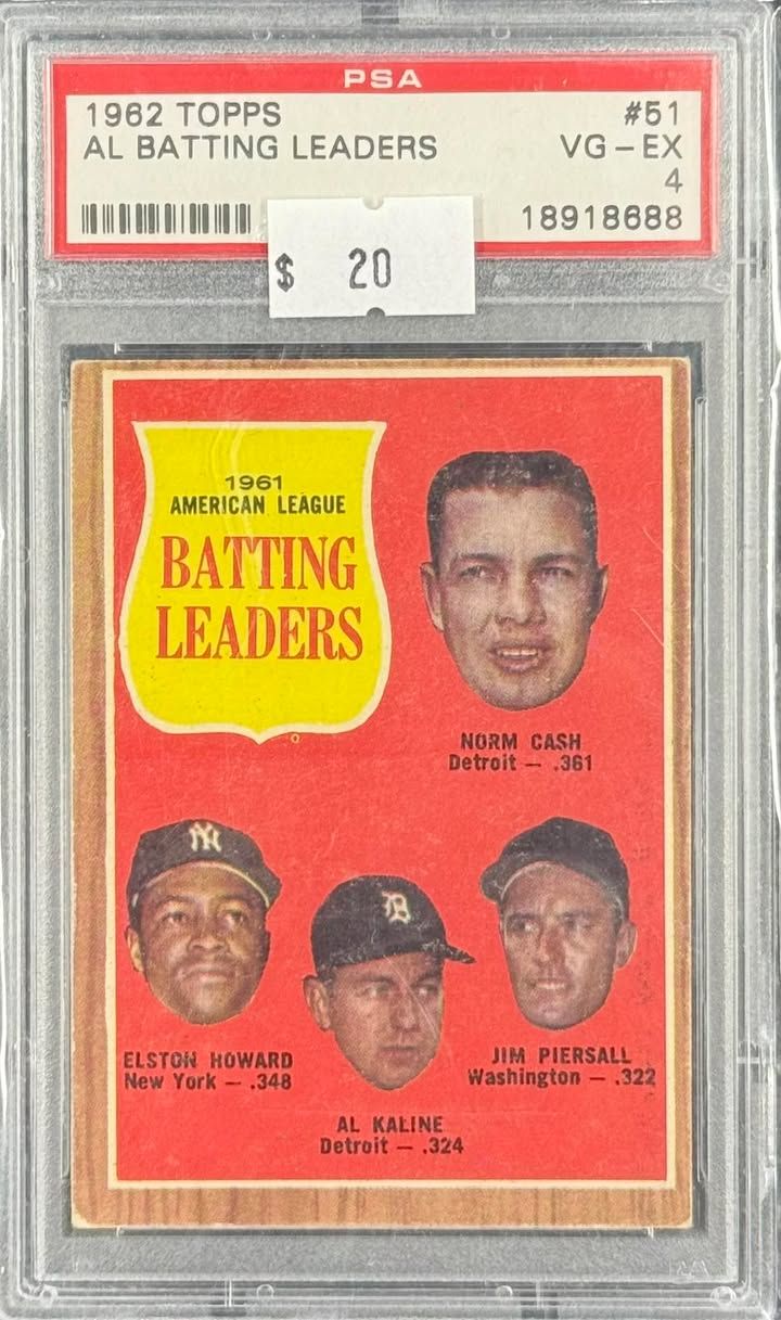 1962 Topps AL Batting Leaders #51 PSA 4 (VG-EX) #18918688