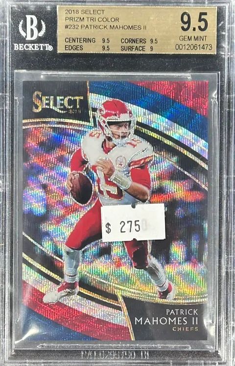 2018 Select Patrick Mahomes II #232 Prizm Tri Color BGS 9.5 (GEM MINT) #0012061473