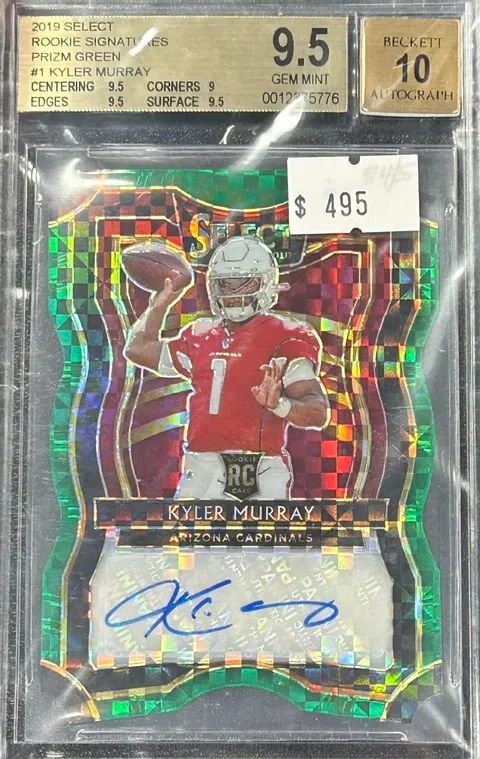 2019 Select Kyler Murray #1 Rookie Signatures Prizm Green BGS 9.5 (GEM MINT) #0012375776