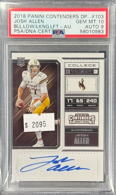 2018 Panini Contenders Draft Picks Josh Allen #103 Ball Low Looking Left Auto PSA 10 (GEM MT) #58010983