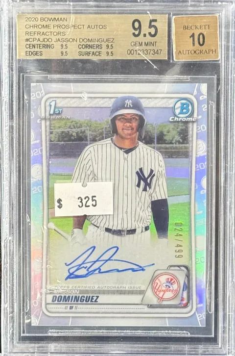 2020 Bowman Jasson Dominguez #CPAJDO Chrome Prospect Autos Refractors BGS 9.5 (GEM MINT) #0012337347