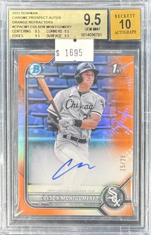 2022 Bowman Colson Montgomery #CPACMY Chrome Prospect Autos Orange Shimmer Refractors BGS 9.5 (GEM MINT) #0014696781