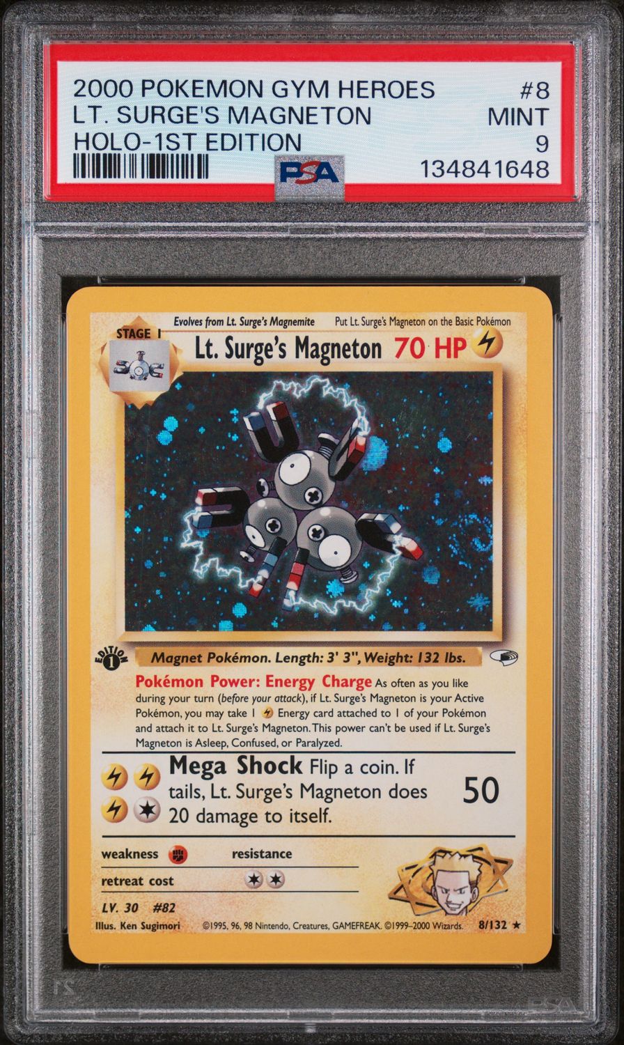 2000 Pokemon Gym Heroes Lt. Surge's Magneton 1st Edition Holo #8 PSA 9 (MINT) #134841648