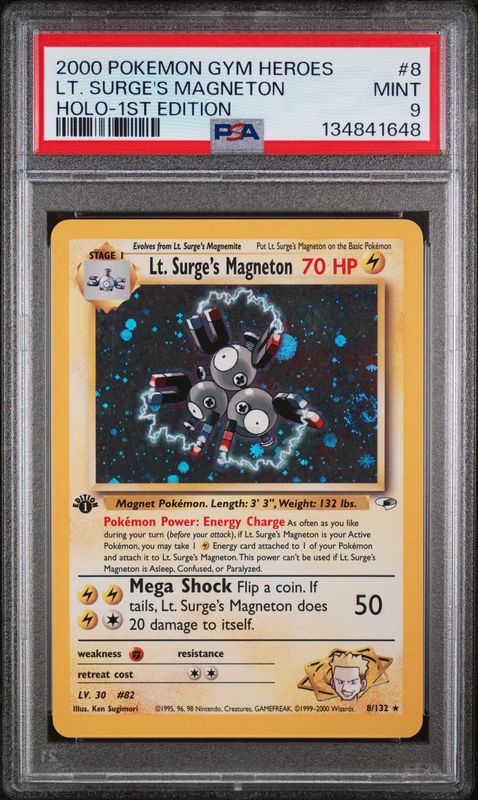 2000 Pokemon Gym Heroes Lt. Surge's Magneton 1st Edition Holo #8 PSA 9 (MINT) #134841648
