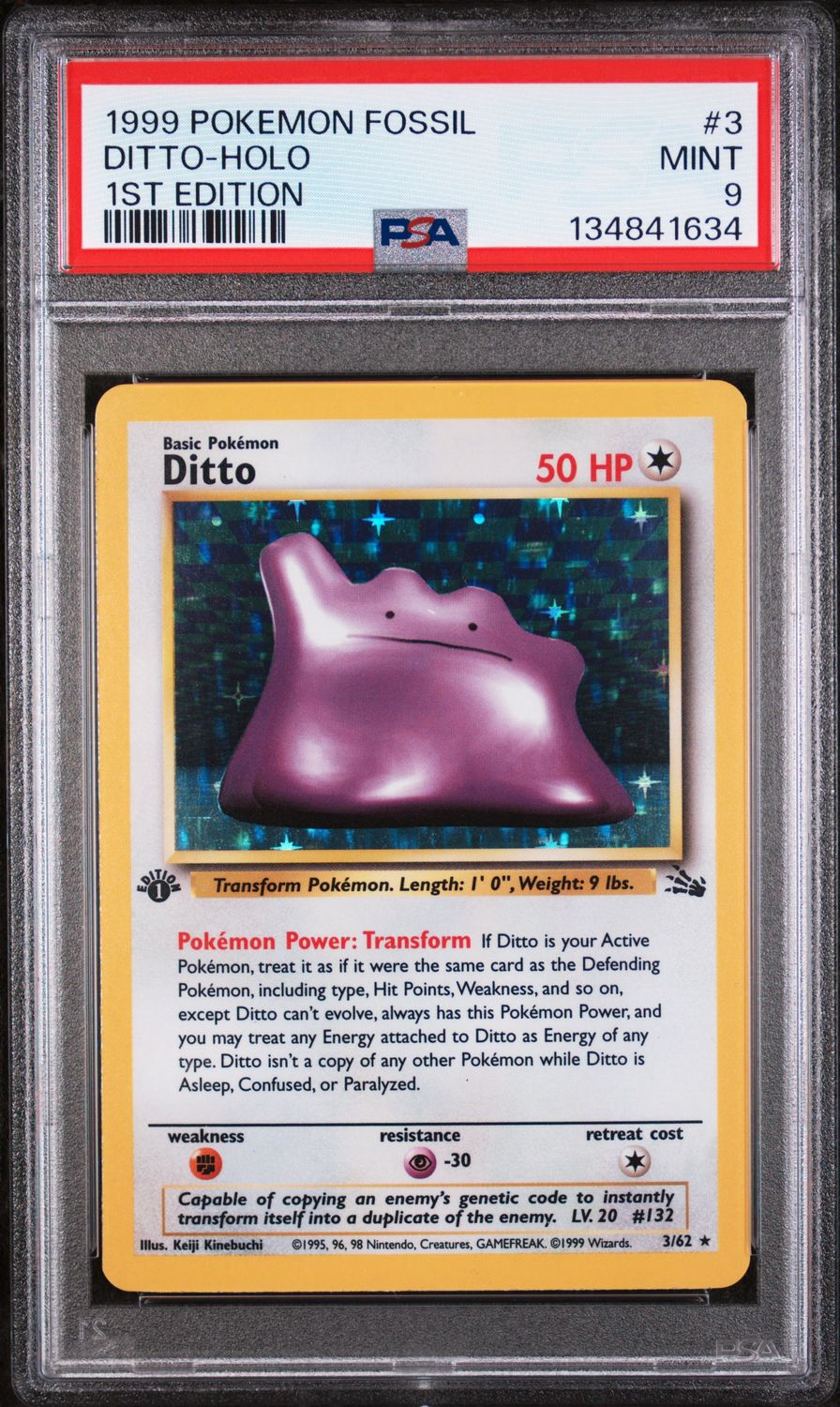 1999 Pokemon Fossil Ditto 1st Edition Holo #3 PSA 9 (MINT) #134841634