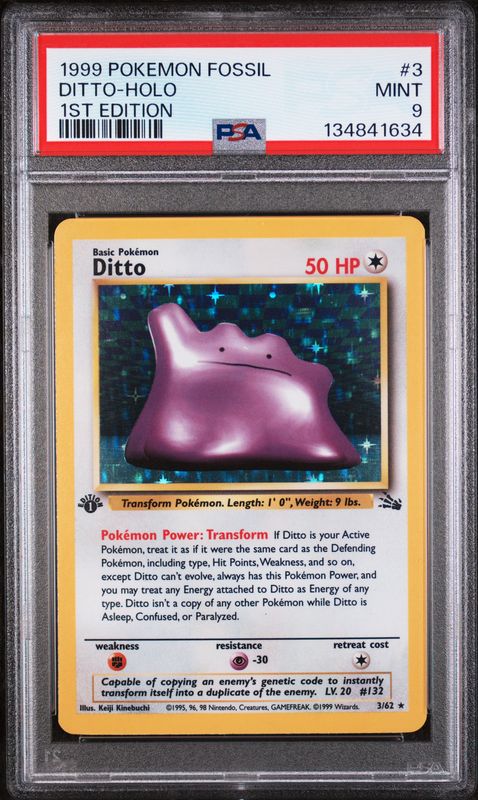 1999 Pokemon Fossil Ditto 1st Edition Holo #3 PSA 9 (MINT) #134841634