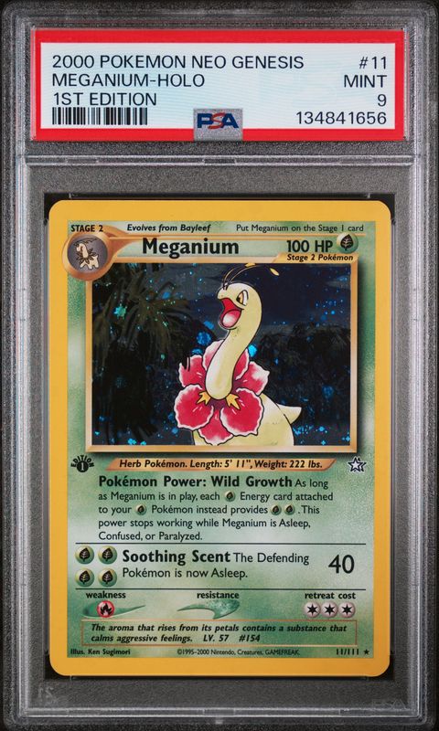 2000 Pokemon Neo Genesis Meganium 1st Edition Holo #11 PSA 9 (MINT) #134841656