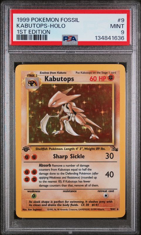 1999 Pokemon Jungle Kabutops 1st Edition Holo #9 PSA 9 (MINT) #134841636