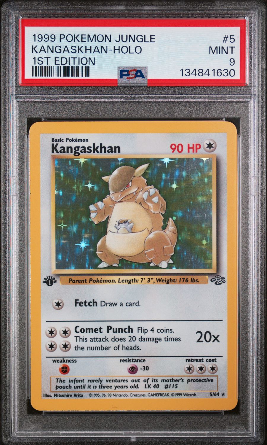 1999 Pokemon Jungle Kangaskhan 1st Edition Holo #5 PSA 9 (MINT) #134841630