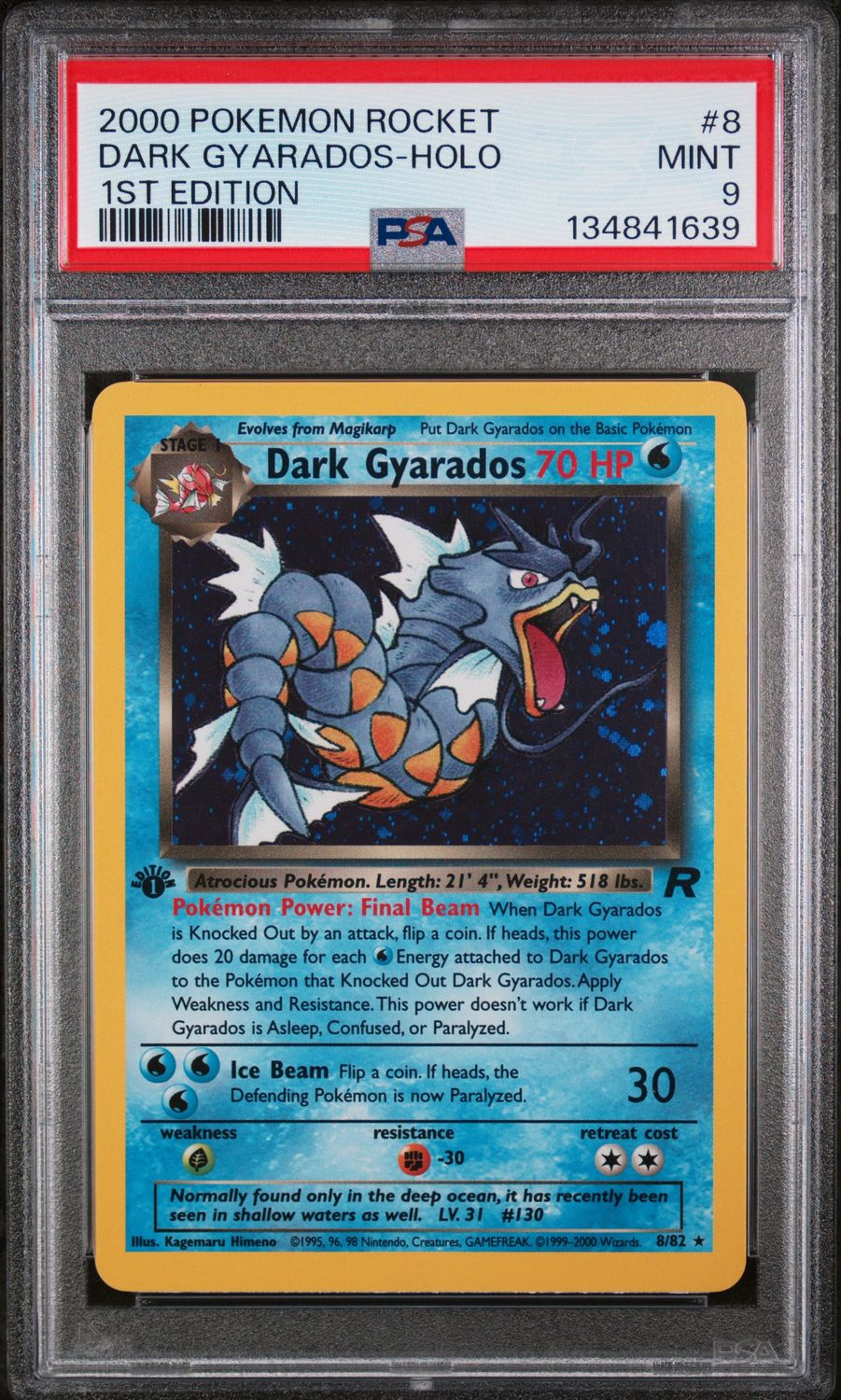 2000 Pokemon Rocket Dark Gyarados 1st Edition Holo #8 PSA 9 (MINT) #134841639