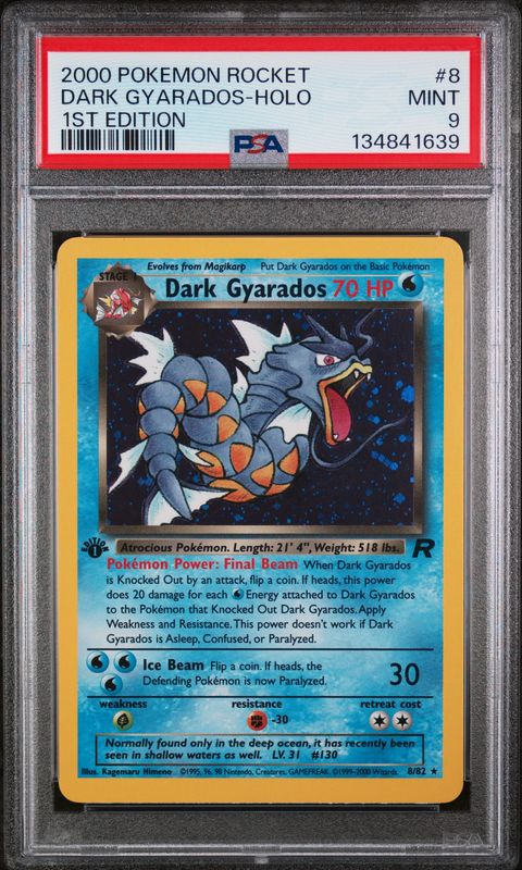 2000 Pokemon Rocket Dark Gyarados 1st Edition Holo #8 PSA 9 (MINT) #134841639