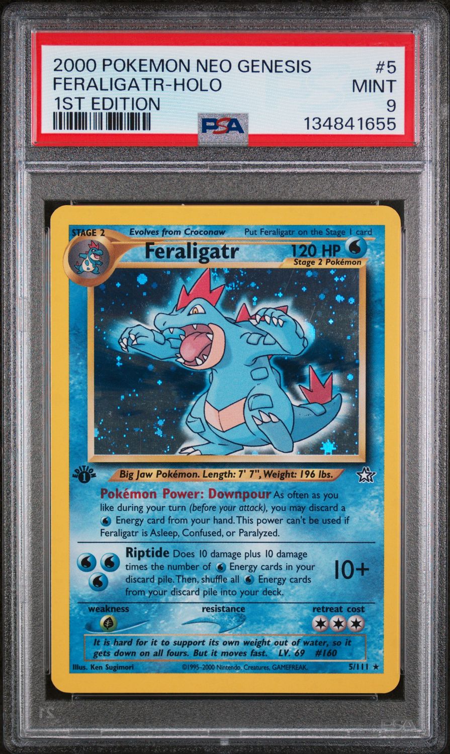 2000 Pokemon Neo Genesis Feraligatr 1st Edition Holo #5 PSA 9 (MINT) #134841655