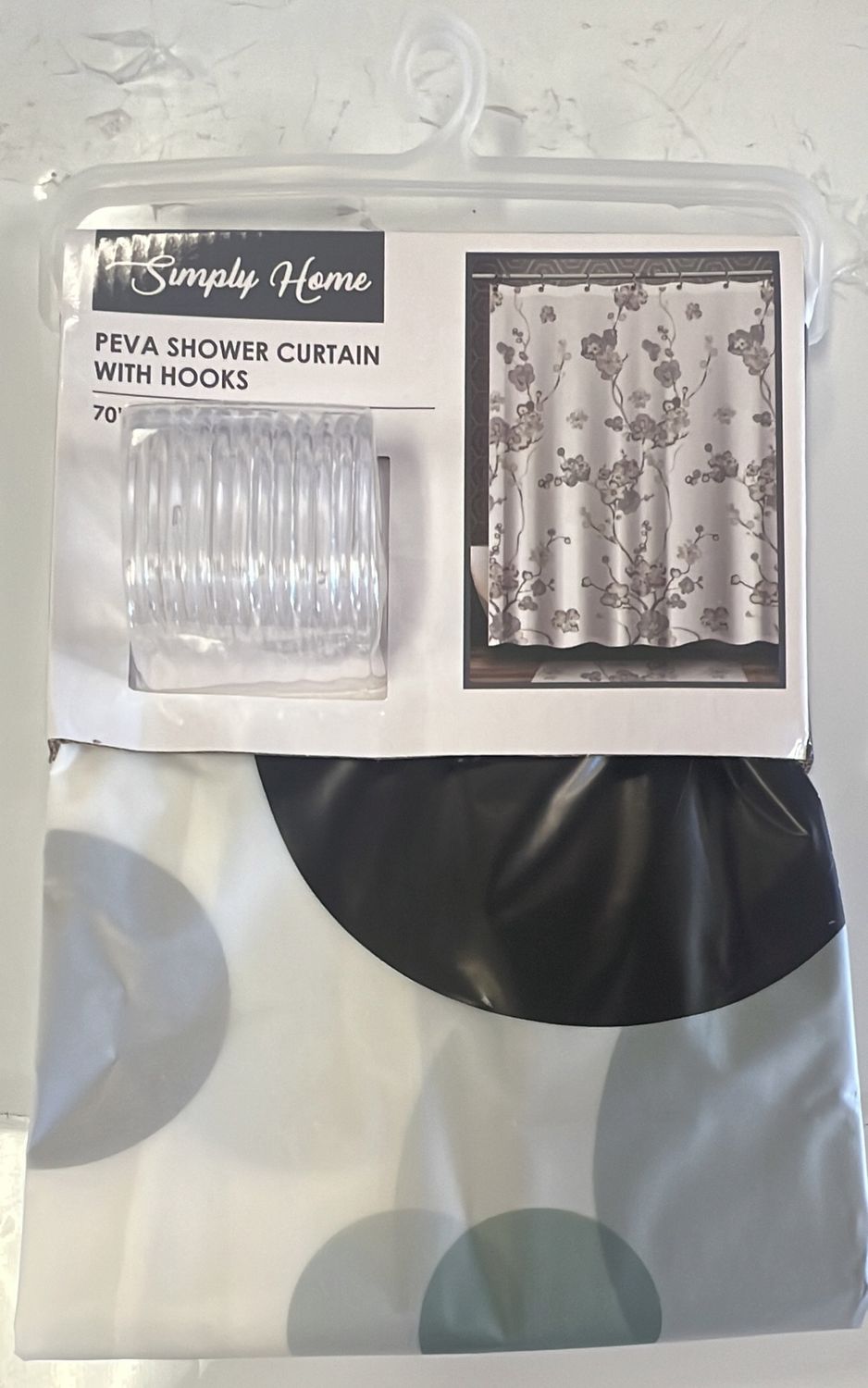 SHOWER CURTAIN,70"X72"W/HKS