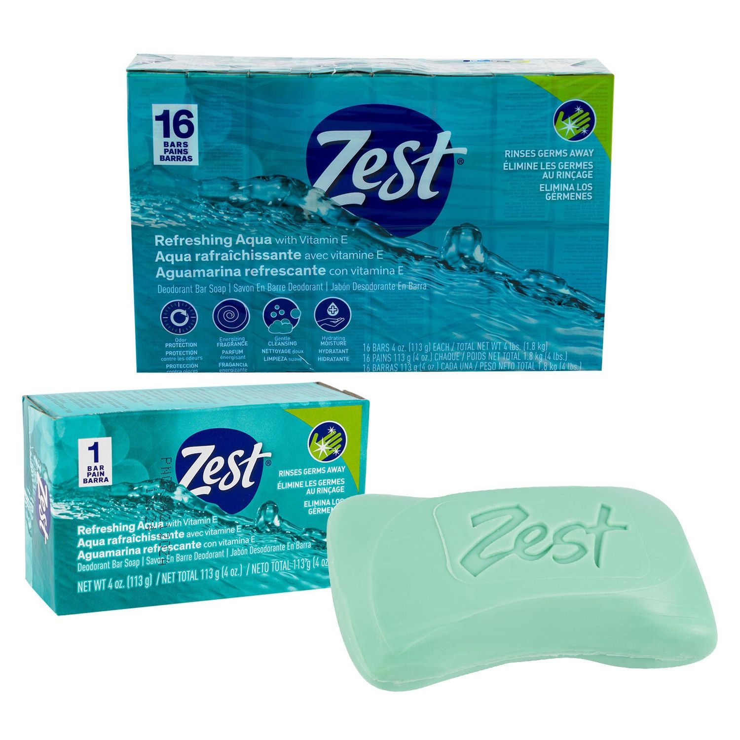 BAR SOAP 4.oz 16pk ZEST AQUA