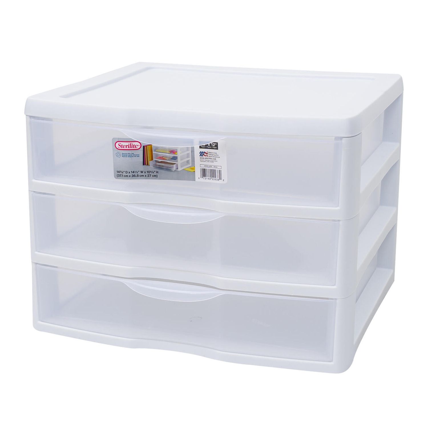 Sterilite 10 5/8"H 3-Tier Wide Drawer