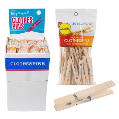 CLOTHES PEGS,30ct WOODEN LRG