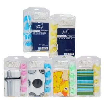 SHOWER CURTAIN SET,72"4AST