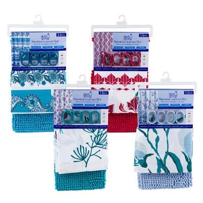 BATHROOM SET,14pc CANVAS 4ASS