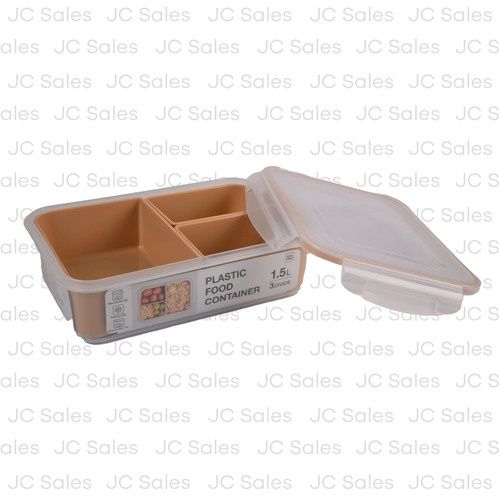 PLASTIC FOOD CONTAINER RECT.1.5L 3DIVIDE