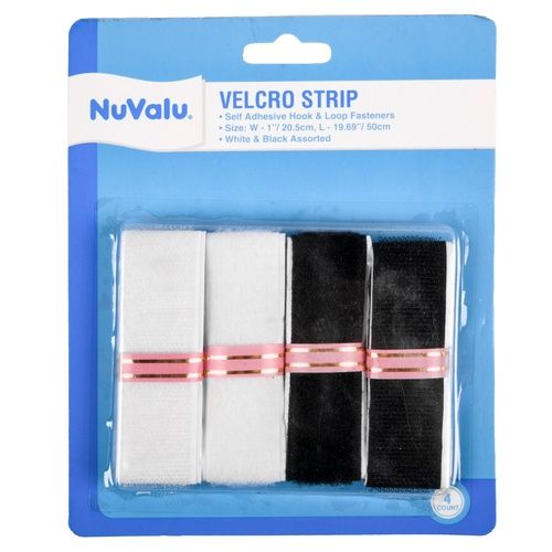 NUVALU VELCRO STRIP 4 PC WHITE