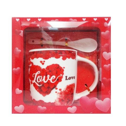 Coffee Mug W-Spoon Love Heart Design