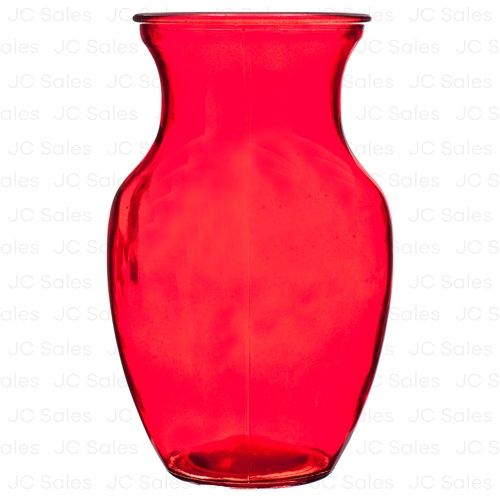 GLASS VASE 9" RED