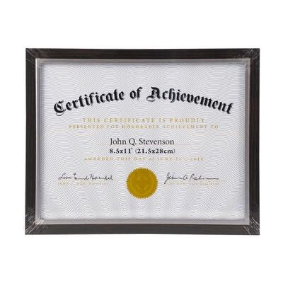 DOCUMENT FRAME 8.5" X 11" BLACK &amp; SILVER TRIM