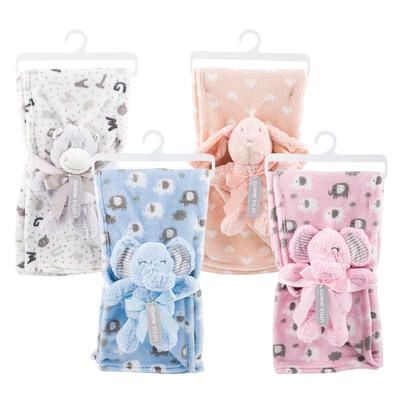 BABY BLANKET SET,wPLUSH 4ASST