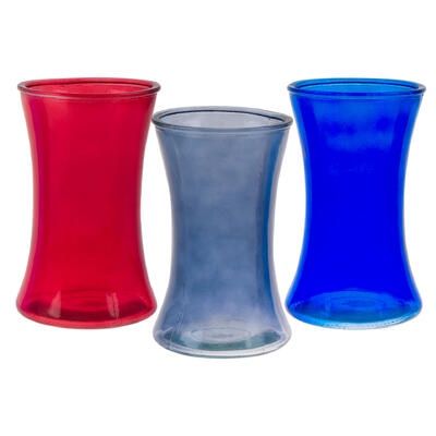 VASE,GLASS 8"H 3ASST