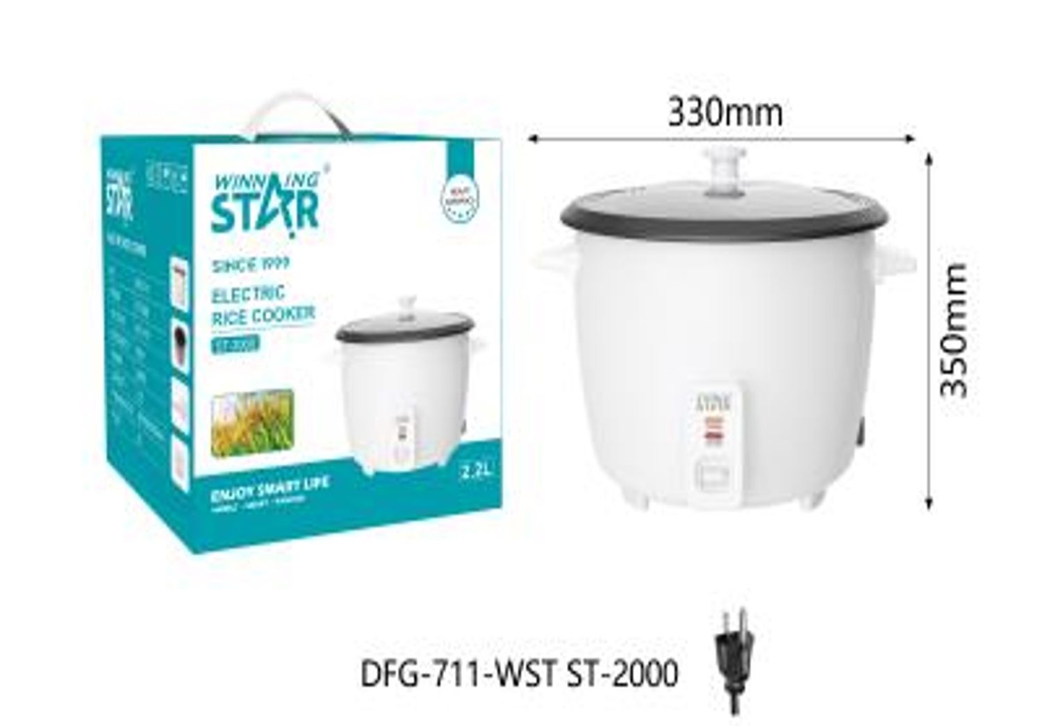 Electric rice cooker; style: white rice cooker 110v,330*290*350mm