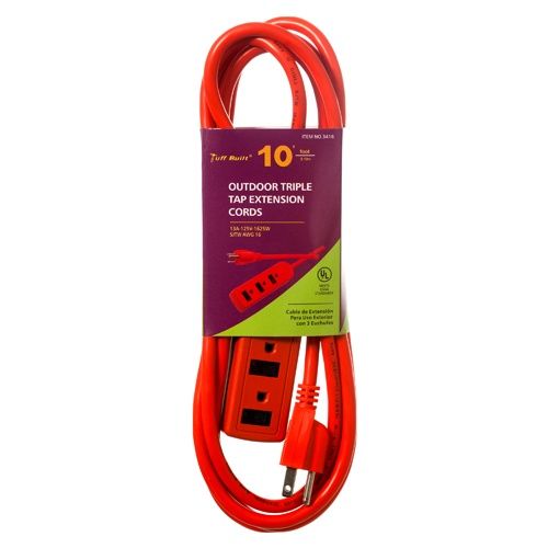 ELECTRIC EXTENSION CORD 10FT UL-ELECTRIC EXTENSION CORD 10FT UL OUTDOOR W/3 OUTLETS &amp; 16 GUAGE