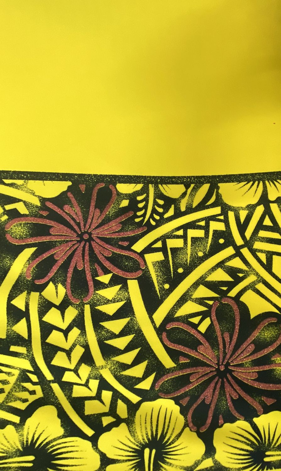 STRETCH HALF PRT RED/BLK ON YEL