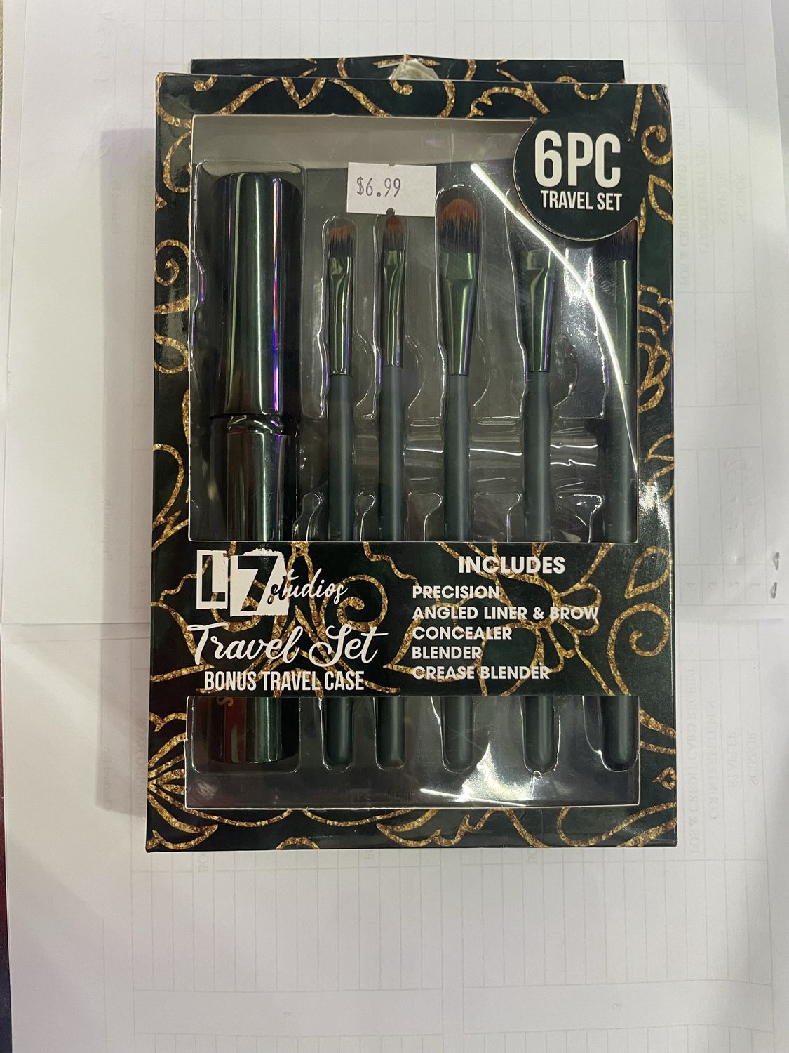 COSMETIC BRUSH SET,6pc GRN