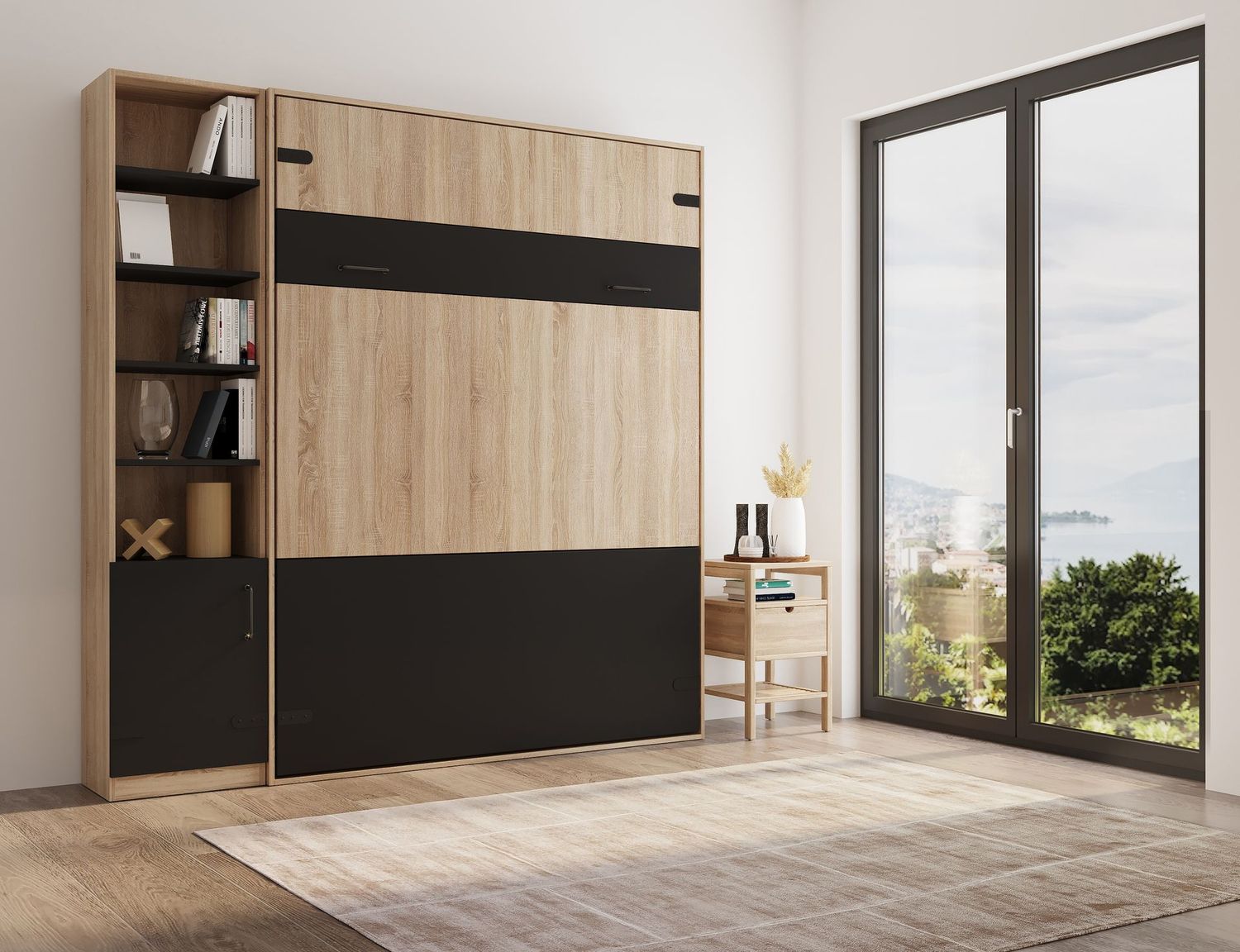 KEY 140x200 chêne et noir