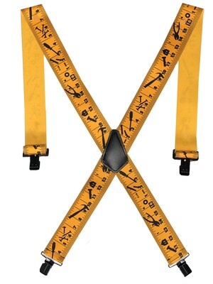 Clip-on Suspenders - Yellow Tape Ruler