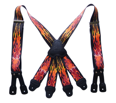 Firefighter Turnout Suspenders - Flame Pattern