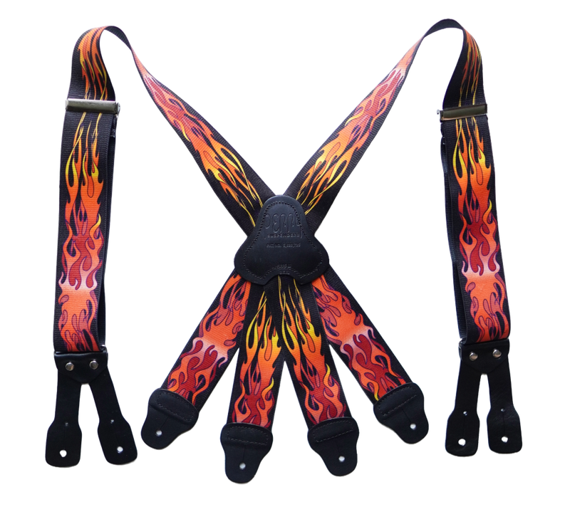 Firefighter Turnout Suspenders - Flame Pattern