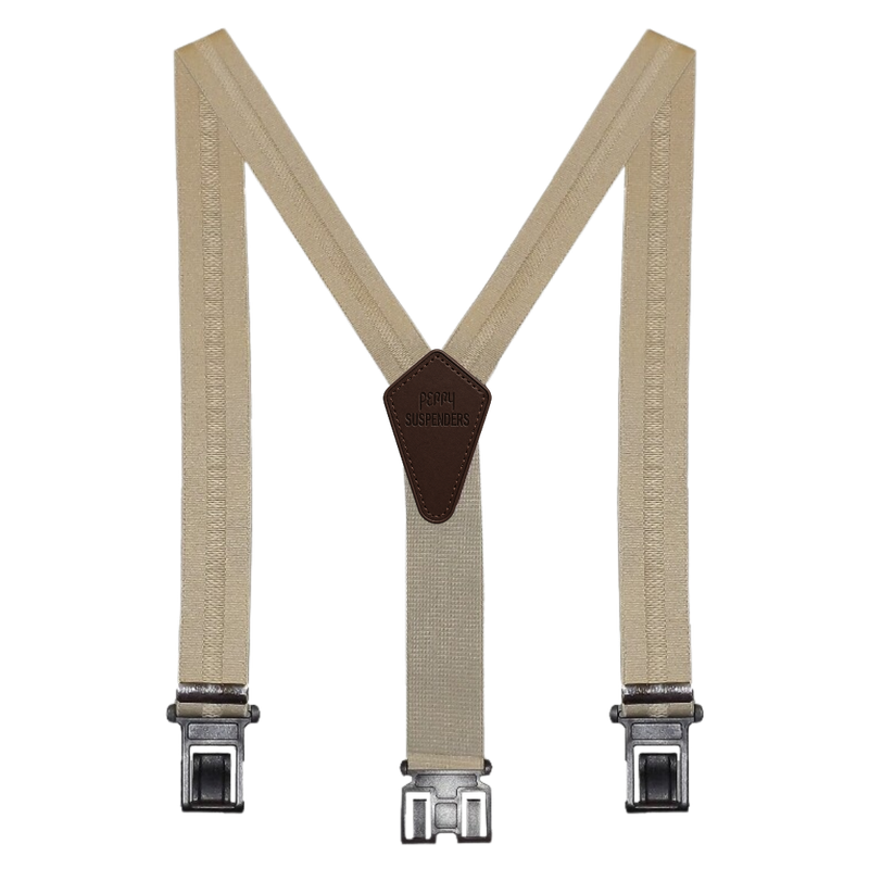 1 3/8" Club Stripe Perry Suspenders- Khaki
