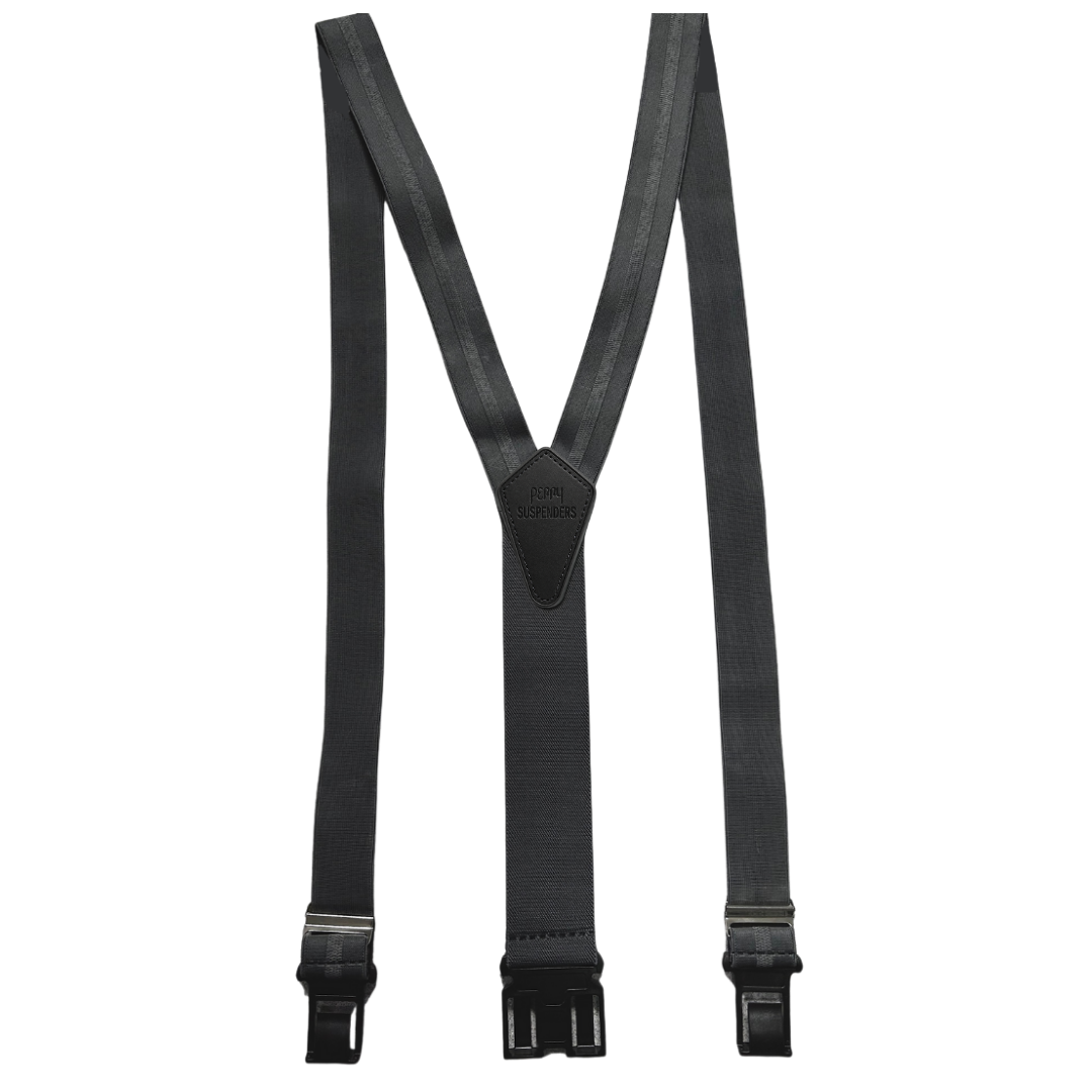 1 3/8" Club Stripe Perry Suspenders - Dark Gray