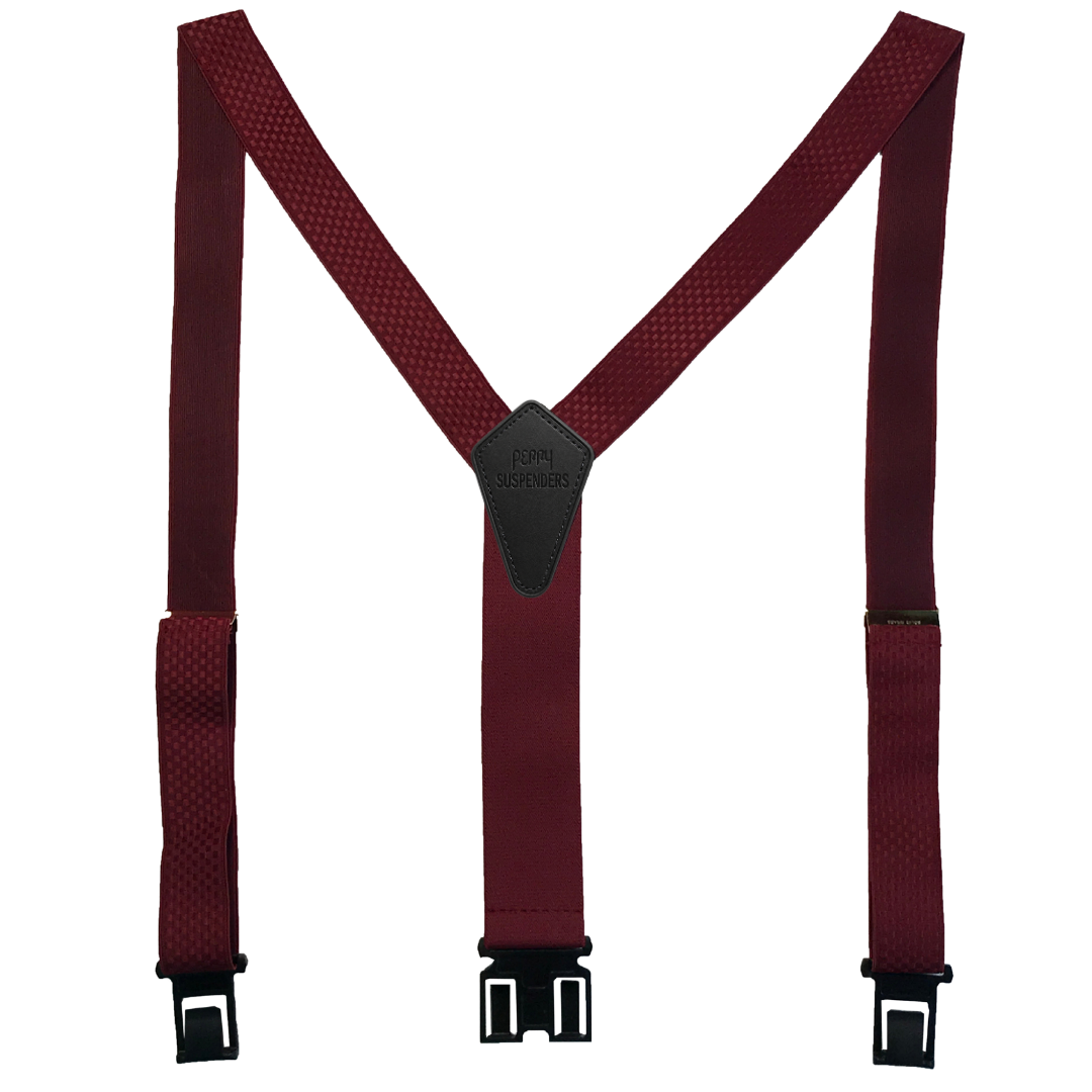 1 3/8" Premium Dress Perry Suspenders - Burgundy Checkered