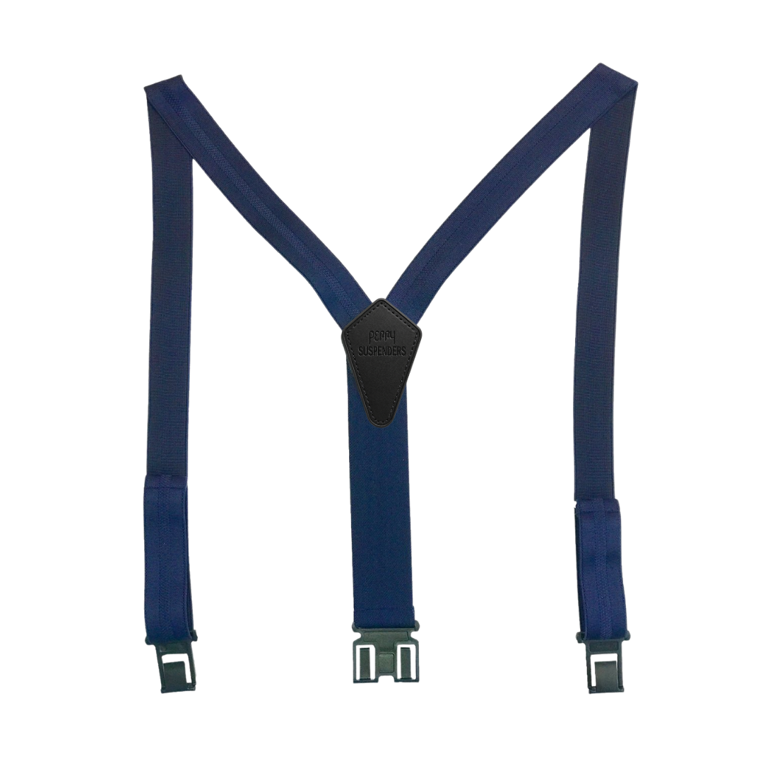 1 3/8" Club Stripe Perry Suspenders - Navy