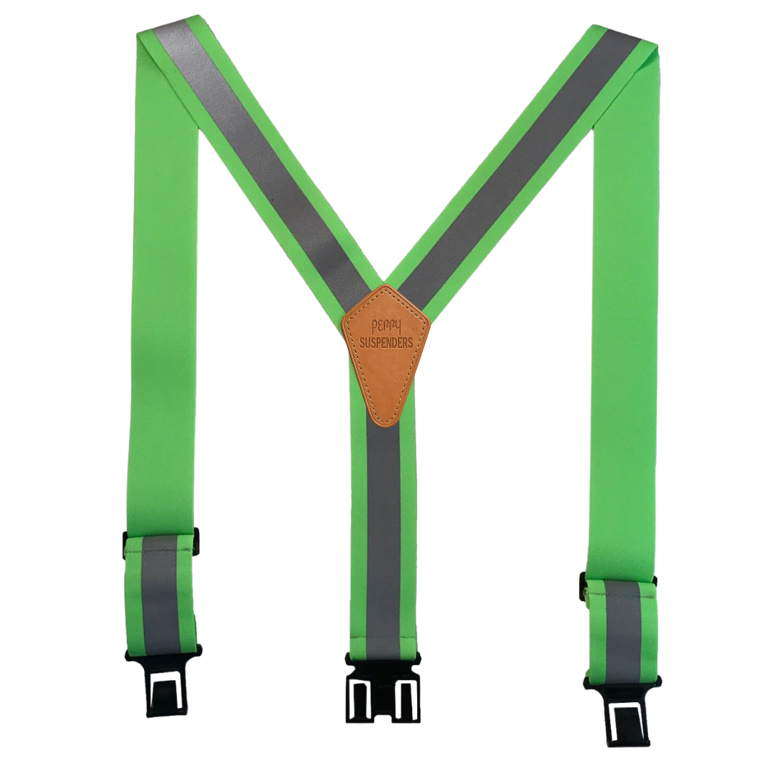Reflective Safety Perry Suspenders - Lime
