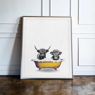 Highland Cows in a Colourful Bubblebath