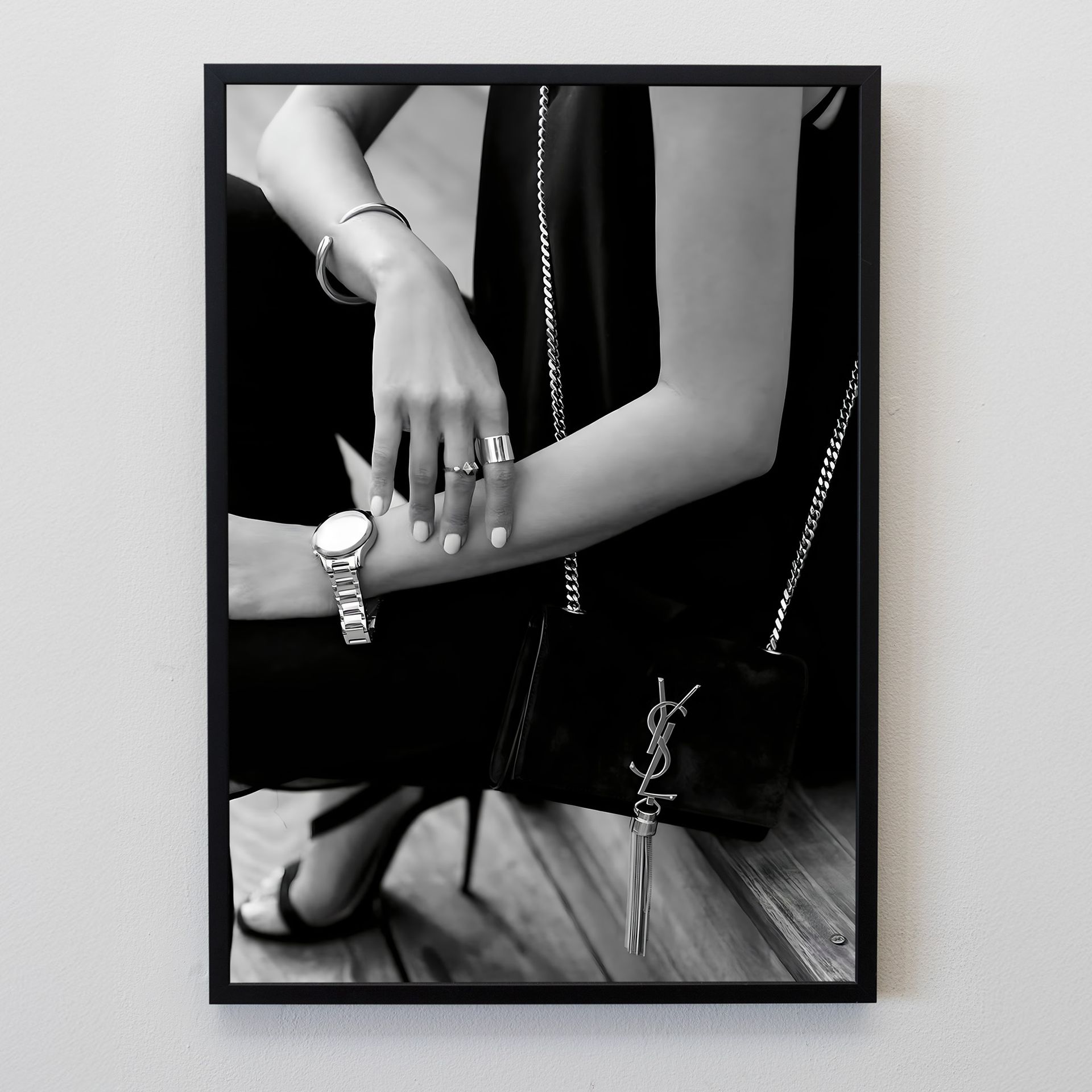 Iconic Elegance in Black & Silver Print