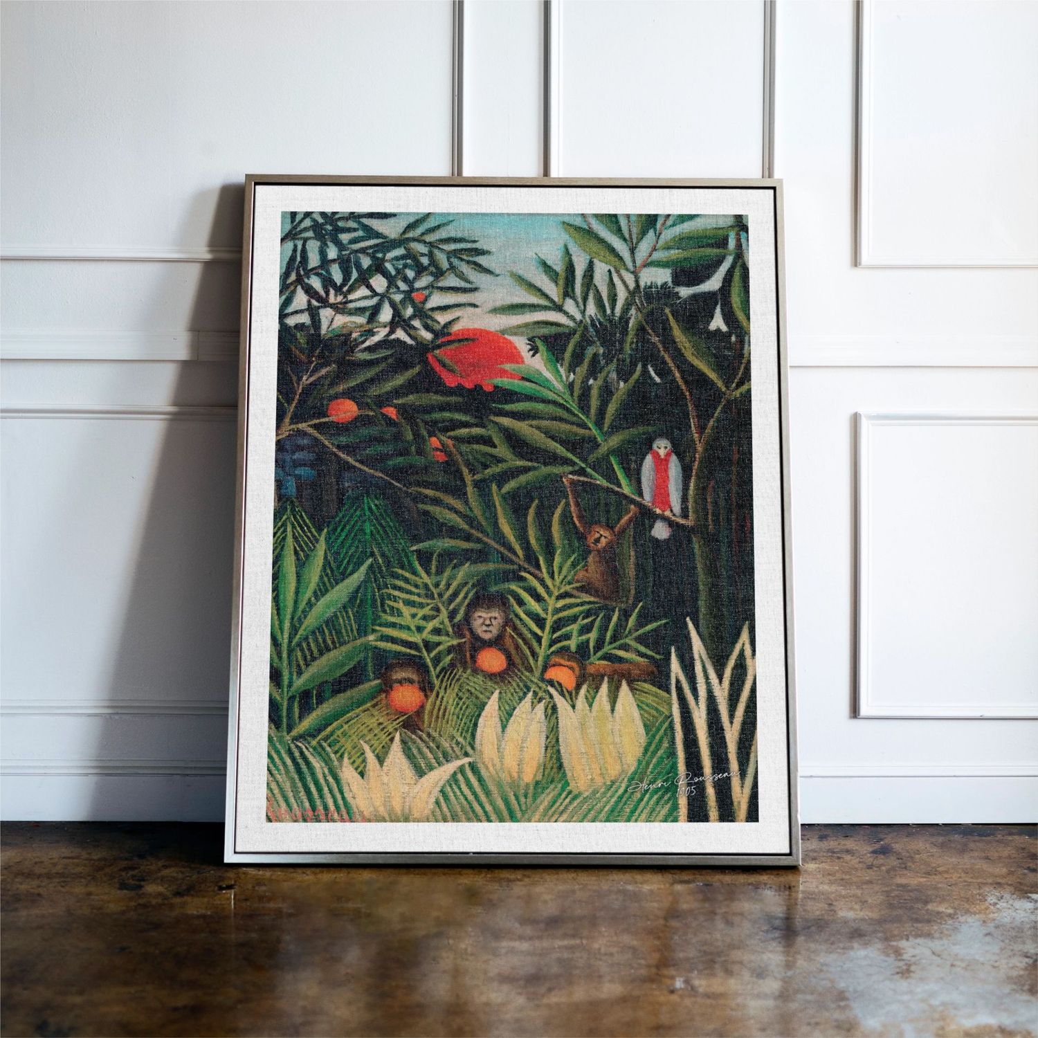 Monkeys and Parrot in the Virgin Forest - Henri Rousseau