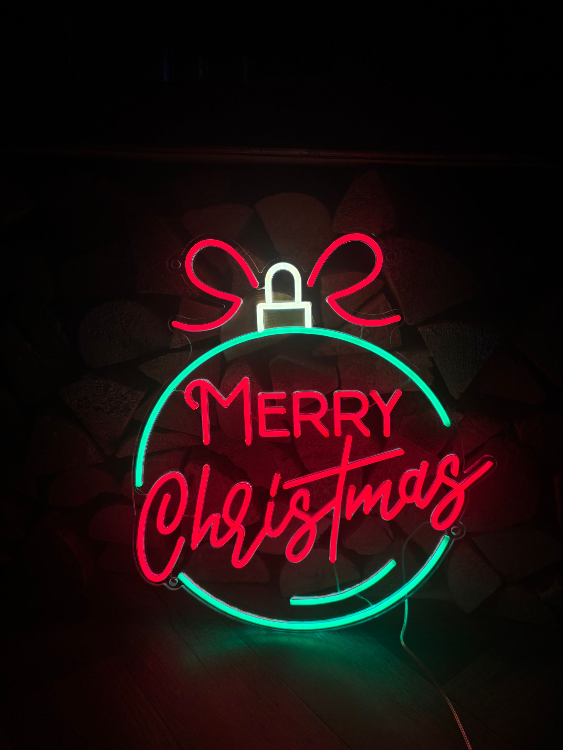 Merry Christmas Bauble LED Neon Sign