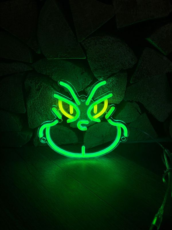 Small Grinch Face LED Neon Sign
